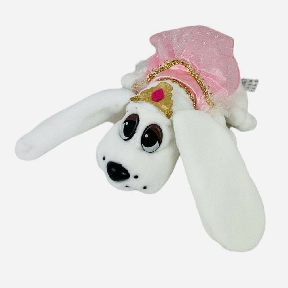 RARE Vintage 1996 Galoob Pound Puppies White Pink Princess Plush Crown Dress
